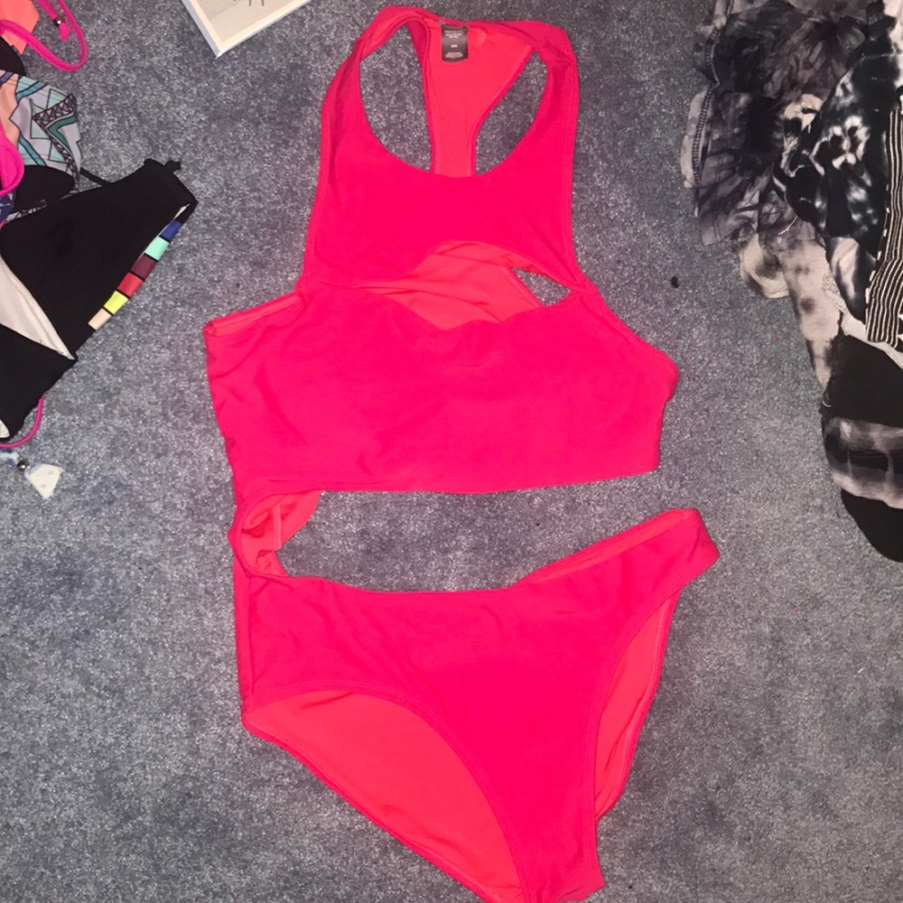 Strappy one piece bathing suit